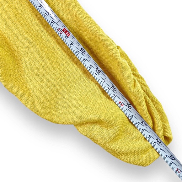 NY Collection Sz Large Women's Sweater Ruching Sleeves Sides Yellow Grommet Neck - Picture 6 of 11
